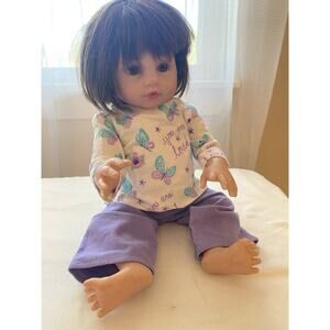 Life Like Baby Toddler Girl Doll Anatomically Realistic Silicon Brown Hair Eyes